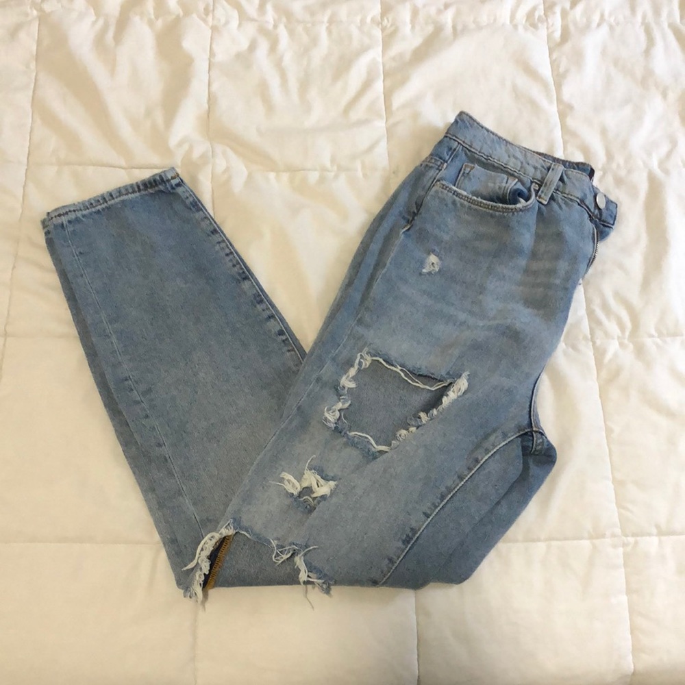 High rise ripped mom jeans